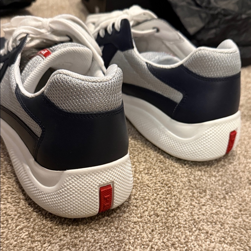 Prada Men's Dark Blue and Light Gray America’s Cup Soft Bike Low Top - Picture 5 of 13